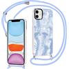 Yirlbey Trasparente Cover con Cordino per iPhone 11, Aesthetic Fiore Medusa Blu Motivo Disegni Case, Sottile Silicone Custodia con Tracolla Collana Catena Antiurto per iPhone11 6,1,Summer