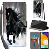 PHINIENLAND Cover per Samsung Galaxy A13 4G/5G custodia portafoglio Cavallo nero | 3 scomparti carte, 1 tasca banconote, Chiusura magnetica, Supporto, Pelle PU flip cover per Samsung A13
