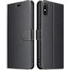 ELESNOW Cover per iPhone X/XS - 5.8, Flip Wallet Case Custodia in Pelle PU Premium, Slot per Schede, con Magnetica a Scatto per iPhone X/XS (Nero)