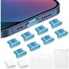 VEINARDYL 8 tappi antipolvere per iPhone, tappi di protezione per porta di ricarica USB C con 10 spazzole per la pulizia, jack per cuffie, tappo antipolvere per caricabatterie, compatibile con iPhone
