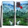 Haninsuze Cover per Samsung Galaxy A21s, Custodia Interno TPU Antiurto Portafoglio con Disegni [schede Fessura] [Supporto Stand] Cover Libro in PU Pelle (Foresta)
