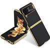 COQUE Custodia per Samsung Galaxy Z Flip 4,Custodia per Cellulare Curva in Pelle liscia elettroplaccata,Cover per Telefono Pieghevole per Samsung Galaxy Z Flip 4 5G-Nero