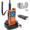 HYSHIKRA Quansheng UV-K5 (8) VHF UHF walkie talkie portatile FM NOAA UV-K6 Radio bidirezionale per esterni/magazzino e logistica/navigazione/produzione industriale (orange, con supporto per radio)