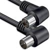 1aTTack.de Cavo antenna angolato 2,5 metri 2x spina coassiale schermata 90° > presa coassiale 90° nero St-Ku (2x angolo) 75db