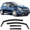 GEARCELL Deflettori d'aria neri, parapioggia per finestrini compatibili con Opel Corsa D E 2006-2019 5 porte Hatchback, visiera parasole laterale infrangibile