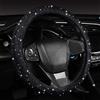 Ogrmar Coprivolante per auto con diamanti scintillanti, coprivolante nero con strass, taglia universale, adatto per 37-38 cm, accessorio per auto traspirante, coprivolante per donne e donne