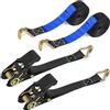 IAZZCO Cinghie di serraggio con cricchetto e gancio, 6 m x 25 mm, certificate TÜV/GS con cinghie a cricchetto con fibbia a camme per moto, auto, rimorchi, casa (nero/2 pezzi)