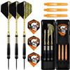CyeeLife 21g Set frecce in Brasso con Punta in Acciaio | 3 frecce con 6 Negozi e voli | incl Cassa frecce | Professionale frecce con Punta in Acciaio | frecce con Punta in Metallo