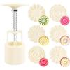 FERCAISH 1 set di stampi per mooncake, biscotti stamp, 50 g, con 6 francobolli per torte di luna, stampini per biscotti, dolci, torte a forma di luna (beige)