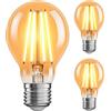 ledscom.de 3 pezzi E27 Lampadina LED, A60, bianco extra caldo (2400 K), 7 W, 778lm, dimmer a 3 livelli, color oro