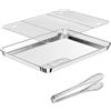 Dromzen Teglia Forno Rettangolare, Griglia Forno Teglie da Forno, Grigliare Raffreddamento in Acciaio Inox Teglia per Pizza, Leccarda Bistecchiera Inossidabile Teglie per Pizza da Forno