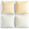 TIN DREAMS FACTORY | Set di 4 Federe per Cuscino 45x45 cm Giallo Pastello - Sfoderabili e Lavabili - Cuscini Moderni - Made in Spagna - Decorazione per Casa, Letto, Divano, Poltrona