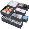MZJAUVF 10Pezzi Organizer Armadio Scatola,Non Tessuto Organizer per Biancheria,Organizer per Cassetti Pieghevoli,Organizer Cassetti Armadio per t-Shirt,Calzini,Cravatte (Grigio)