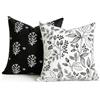 DecorMommt Federe Cuscini Divano 40x40cm Nero Bohémien Stampa Botanica Cuscino Decorativo Reversibile Velluto Lavabile Retrò Federe Cuscini per Giardino, Terrazza e Cuscini da Esterno