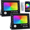 OUSIDE Faro LED RGB Esterno 60W, Dimmerabile, Bluetooth e Telecomando | IP66 Impermeabile, 16 Milioni di Colori, Multicolore Faretto per Giardino e Cortile, Halloween, Natale