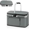 Ecofocet Grande Cestino Picnic Pieghevole, Cestino per la Spesa Pieghevole, Borsa Termica con Manico in Alluminio, Cestino Termico Portatile, per Shopping Picnic Campeggio, 41×25×24 cm (Grigio)