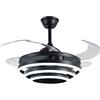 BEL AIR HOME - Ventilatore da soffitto SFERA con motore DC e 3 anelli di luce LED 36 W (3000 K, 4000 K, 6500 K) con telecomando incluso (nero)