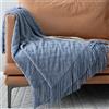LumiSyne Coperta a Maglia Sfrangiata Tinta Unita Jacquard Motivo a Rombi Calda Coperte In Maglia Copriletto a Maglia Coperta Da Tiro Adatto Per Letto o Divano 130×170cm
