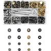Gvolatee 120 Bottoni Automatici a Pressione, Bottoni a Pressione Metallo con Kit Strumenti di Fissaggio per Borse, Jeans, Lavori in Pelle Fai da Te, Artigianato, Vestiti, Giacche (4 Colori, 12.5 mm)