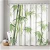 Uiiooazy Tenda Doccia Antimuffa, Tenda da Doccia 180x200cm Verde Salvia Bambù Foglie Verdi Zen Astratta Foresta Tende da Bagno Tessuto Lavabile Impermeabile Tende per Vasca da Bagno con 12 Anelli
