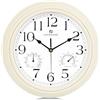 Lafocuse Orologio da Parete Beige Bianco con Termometro e Igrometro, Orologio da Cucina Vintage Silenzioso per Soggiorno Ufficio Camera da Letto 30cm