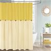 DOSLY IDÉES Farmhaus - Tenda da doccia, a righe gialle e gialle, in lino e cotone, tessuto intrecciato, stile rustico, 180 x 180 cm