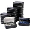 LJY 20 Pezzi Scatole di Latta Rettangolari Nere con Coperchio a Cerniera (9,5 x 6 x 2,2 cm) - Mini Tin Box in Metallo per Organizzazione Minuteria, Contenitori Piccoli per Fai-da-Te e Stash Box Vuote