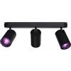 CALEX Faretto da soffitto LED Smart, 3 luci ovali, orientabile, colori RGB & luce da fredda a calda, Dimmerabile, controllo app Wi-Fi & vocale, Nero