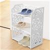 Wakects Scarpiera da Ingresso, Scaffale Portascarpe in PVC Bianco, 3 Ripiani, Motivo Traforato, per Scarpe Libri CD
