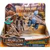 Dragons DreamWorks Dragons, Prova di Fuoco, Blazing Battles Catapult Blast Gronckle Playset, Playset con Statuetta di Drago con 3 Statuette di Vichinghi in Cartone per Bambini dai 4 Anni in su