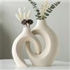 Levvohd Set di 2 vasi in ceramica vuoti bianchi, rotondi e moderni, per decorazioni in stile minimalista nordico, vaso estetico a ciambella Boho per la casa alla moda, soggiorno, sala padronale,