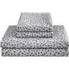 Mooreeke Lenzuola con stampa leopardata con ghepardo per letto matrimoniale, in morbida microfibra, con tasca profonda, antiscivolo, lenzuolo queen size, grigio argento con motivo animalier
