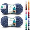 120 Gründl Funny Uni - filato ciniglia morbido e spesso - lana ciniglia per uncinetto e maglia - - coperte e accessori - 100% poliestere - 2 gomitoli da 100 g / 120 m - ferri n. 5-6 - Jeans