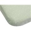 Trois Kilos Sept - Lenzuolo con angoli elasticizzati - 100% cotone jersey elasticizzato - Morbido e confortevole - Bordi elastici - Etichetta Oeko-TEX® Standard 100- Grafica verde oliva - 50 x 83 cm