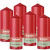 Bolsius - Candela a colonna liscia - Rosso - 15 cm - 6 pezzi - Candele decorative - Contiene cera naturale a base vegetale - Senza olio di palma