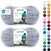 120 Gründl Funny Uni - filato ciniglia morbido e spesso - lana ciniglia per uncinetto e maglia - - coperte e accessori - 100% poliestere - 2 gomitoli da 100 g / 120 m - ferri n. 5-6 - grigio chiaro