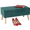 Relaxdays Pouf Cassapanca Imbottito 2 Posti, 40x41x80 cm, con Gambe in Legno, Vari Colori
