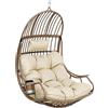 YITAHOME Poltrona sospesa per uova, portata 150 kg, in rattan, con cuscino e supporto per bevande, per giardino, terrazza, balcone, soggiorno, beige