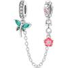 LNQOBU Catena di Sicurezza in Argento 925 per Charms Bracciali Ciondoli Perline,Ciondolo a forma di cuore in silicone con Chiusura a Clip, Compatibile con i Braccialetti Pandora