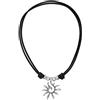 Beau Soleil Jewelry - Collana da donna in pelle, con ciondolo a forma di sole, lunghezza regolabile e placcato Argento, colore: Nero , cod. K296