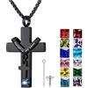 YOUFENG Jewellery Collana con ciondolo a forma di croce con pietra portafortuna per ceneri di cremazione, urna commemorativa per ceneri umane, 5 inches, Cristallo, Cristallo
