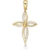 Diamond Treats Pendente a croce in oro Zirconia Cubica. Lussuosa collana dal design unico in oro giallo 9 kt con pendente a croce senza catena