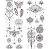 APRRMLIZW Set Fiore Nero Grande Temporaneo Tatuaggi, 4 Fogli Mandala Fiore Ramo Adesivi Tatuaggio Arte Corporea Tatuaggi Temporanei Sul Petto Underboob Tattoo Per Petto Donne E Vita Schiena Finti Tatuaggi