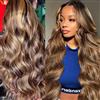 TNICE Parrucca brasiliana capelli umani 13x4 corpo onda pizzo frontale glueless parrucca donna naturale brasiliana riccia 150% densità capelli biondi ombra 4/27