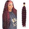 Salharer Ciocche di capelli veri, da cucire, per capelli umani, a doppio filo, per capelli Remy, colore bordeaux per donna, 18 pollici