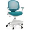 HJH Office 736413 Sedia per bambini KID ERGO tessuto/tessuto di maglia Blu, Pratico poggiapiedi regolabile in altezza, girevole