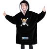 One Piece Felpa Bambino con Cappuccio - Felpa Oversize in Pile per Bambini Ragazzi - Felpa Coperta Anime Gadget Regalo Originale