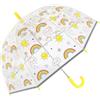 X-brella Ombrello a cupola trasparente con stampa arcobaleno per bambini - Manico giallo