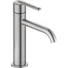Duravit Rubinetto per lavabo, misura M (altezza beccuccio 138 mm), rubinetto a risparmio energetico (FreshStart), rubinetto a risparmio idrico (MinusFlow), rubinetto da bagno, acciaio inox spazzolato