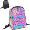 CAFINY Zaino geometrico per donne grande iridescente luminoso Borsa luminosa geometrica Borse da viaggio olografiche Retrò per uso quotidiano università e lavoro